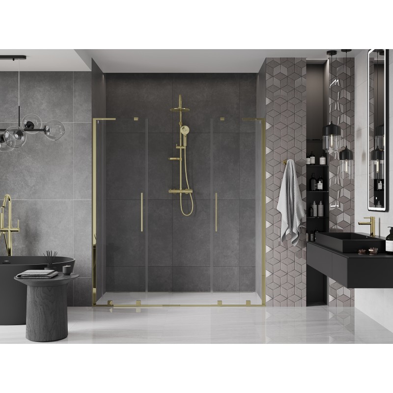 Mexen Velar L Duo Schiebetür für Dusche 200 cm, transparent, gold - 871-200-003-02-50