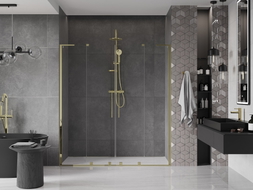 Mexen Velar L Duo Schiebetür für Dusche 200 cm, transparent, gold - 871-200-003-02-50