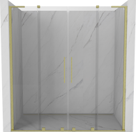 Mexen Velar L Duo Schiebetür-Duschabtrennung 200 cm, transparent, gebürstetes Gold - 871-200-003-02-55