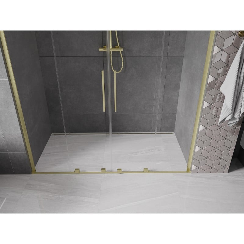 Mexen Velar L Duo Schiebetür 180 cm, transparent, gold gebürstet - 871-180-003-02-55