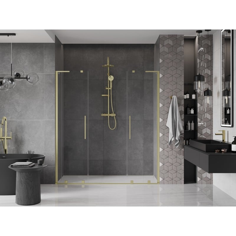 Mexen Velar L Duo Schiebetür 180 cm, transparent, gold gebürstet - 871-180-003-02-55
