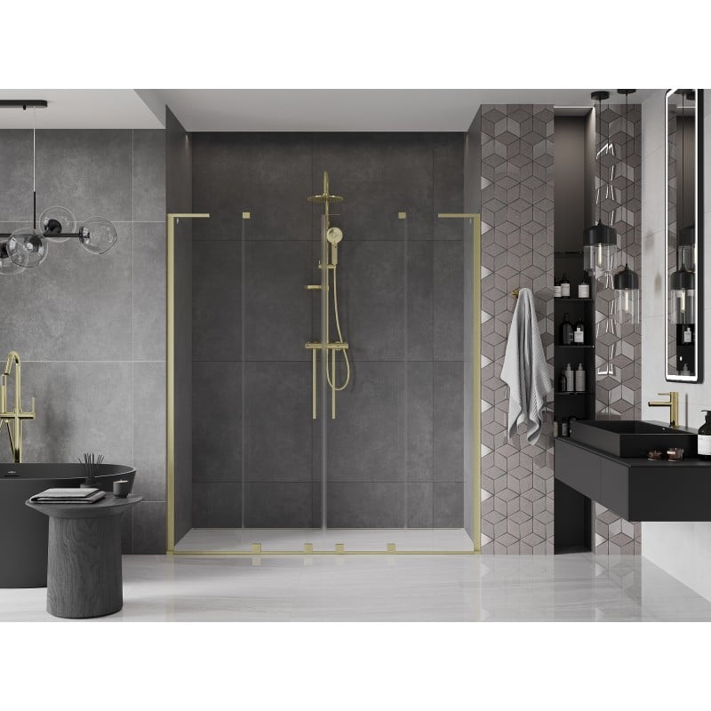 Mexen Velar L Duo Schiebetür 180 cm, transparent, gold gebürstet - 871-180-003-02-55