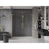 Mexen Velar L Duo Schiebetür-Duschabtrennung 200 cm, transparent, gebürstetes Gold - 871-200-003-02-55