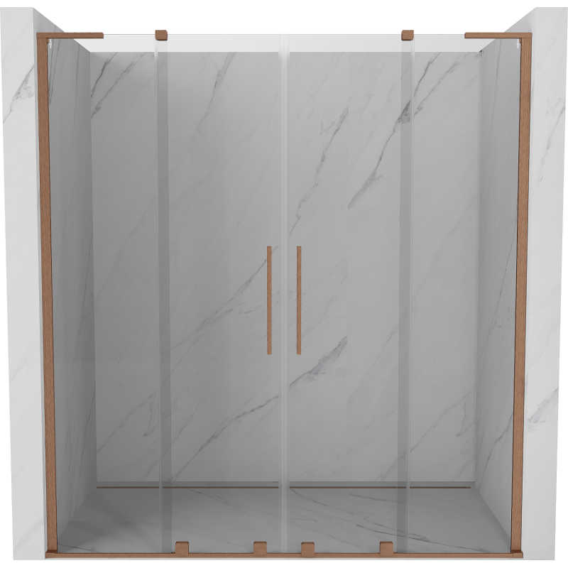 Mexen Velar L Duo Schiebetür Dusche 170 cm, transparent, gebürstetes Kupfer - 871-170-003-02-65