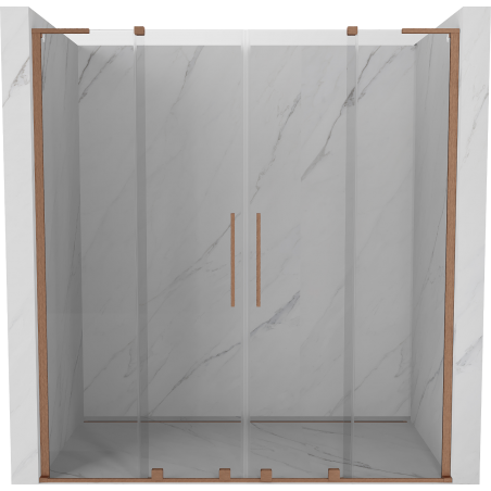 Mexen Velar L Duo Schiebetüren Dusche 200 cm, transparent, gebürstetes Kupfer - 871-200-003-02-65