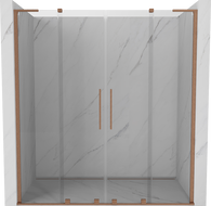 Mexen Velar L Duo Schiebetüren Dusche 200 cm, transparent, gebürstetes Kupfer - 871-200-003-02-65