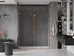 Mexen Velar L Duo Schiebetüren 180 cm, transparent, Roségold - 871-180-003-02-60
