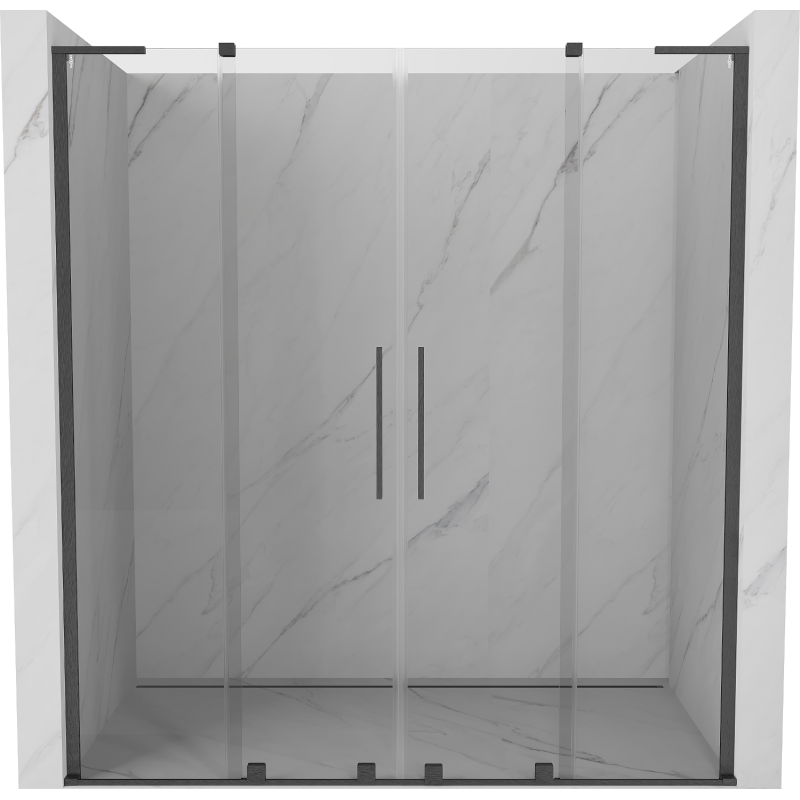 Mexen Velar L Duo Duschschiebetüren 180 cm, transparent, gebürstet gun gray - 871-180-003-02-66