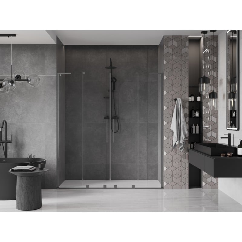 Mexen Velar L Duo Schiebetüren für die Dusche 200 cm, transparent, gun gray gebürstet - 871-200-003-02-66