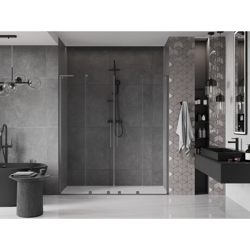 Mexen Velar L Duo Duschschiebetüren 180 cm, transparent, gebürstet gun gray - 871-180-003-02-66