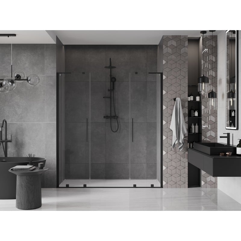 Mexen Velar L Duo Schiebetüren 170 cm, transparent, schwarz - 871-170-003-02-70
