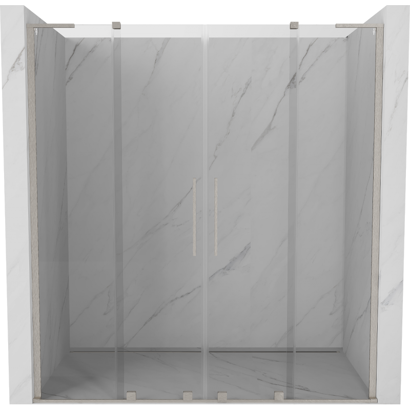 Mexen Velar L Duo Schiebetür-Duschabtrennung 170 cm, transparent, gebürstetes Nickel - 871-170-003-02-97