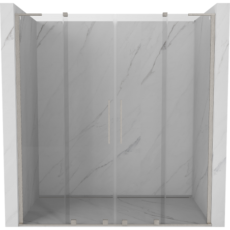 Mexen Velar L Duo Schiebetür-Duschabtrennung 170 cm, transparent, gebürstetes Nickel - 871-170-003-02-97