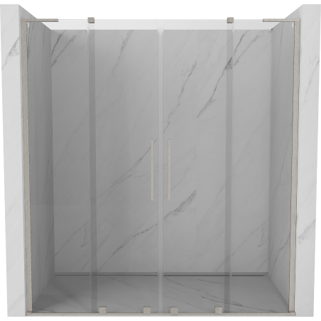 Mexen Velar L Duo Schiebetür Duschwand 200 cm, transparent, gebürstetes Nickel - 871-200-003-02-97