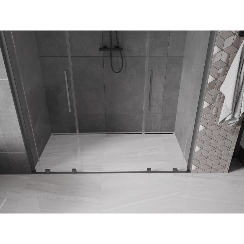 Mexen Velar L Duo Schiebetür-Duschkabine 180 cm, transparent, gun metal - 871-180-003-02-95