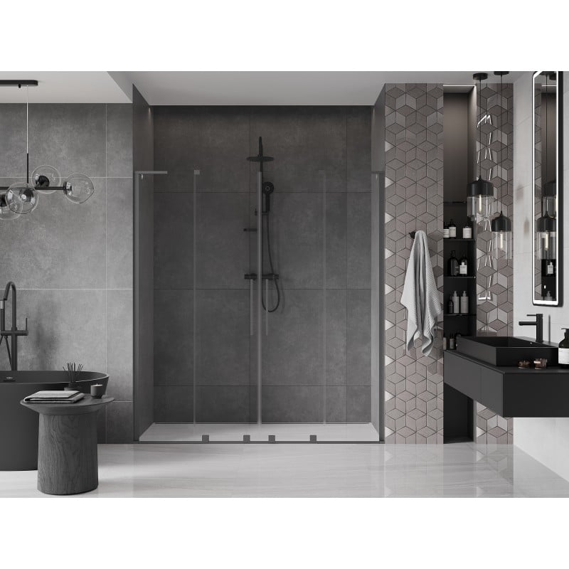 Mexen Velar L Duo Schiebetür-Duschkabine 180 cm, transparent, gun metal - 871-180-003-02-95