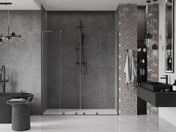 Mexen Velar L Duo Schiebetür-Duschkabine 180 cm, transparent, gun metal - 871-180-003-02-95