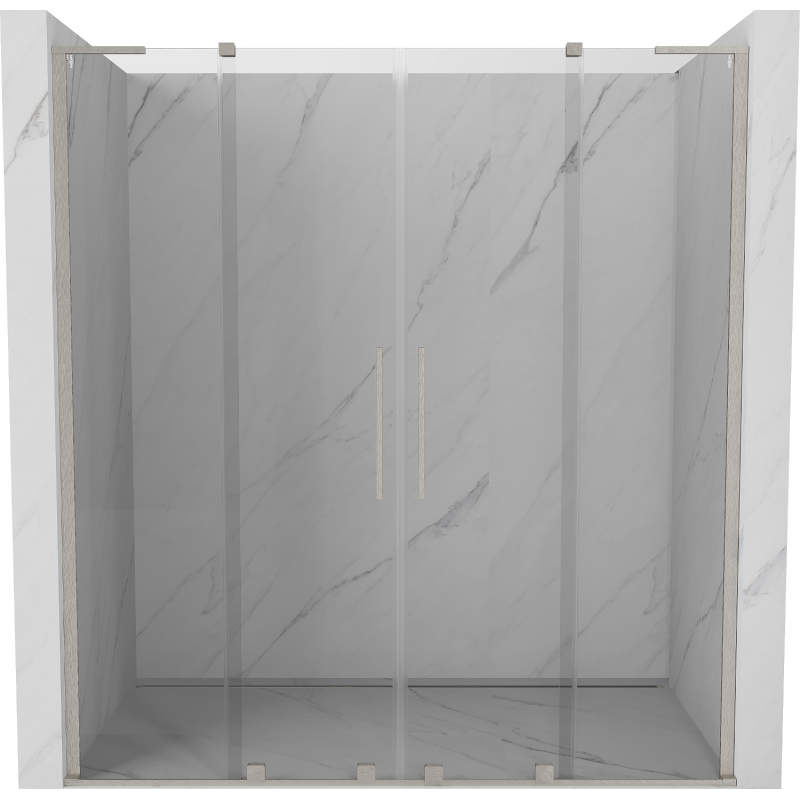 Mexen Velar L Duo Schiebetür für Dusche 180 cm, transparent, gebürsteter Nickel - 871-180-003-02-97