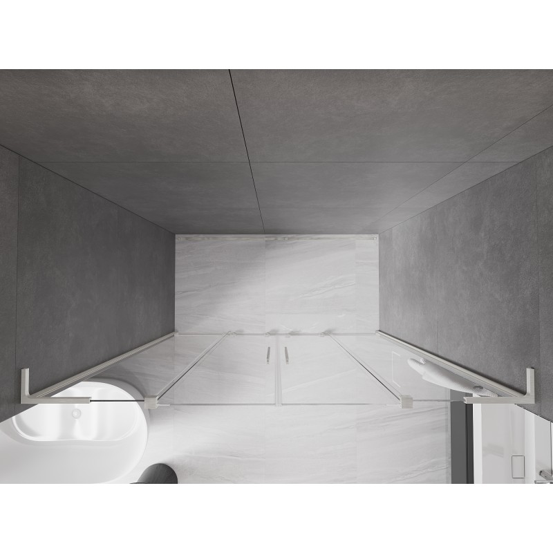 Mexen Velar L Duo Schiebetür-Duschabtrennung 170 cm, transparent, gebürstetes Nickel - 871-170-003-02-97