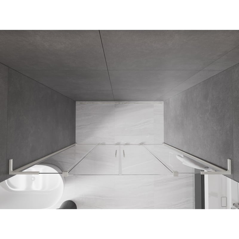 Mexen Velar L Duo Schiebetür für Dusche 180 cm, transparent, gebürsteter Nickel - 871-180-003-02-97