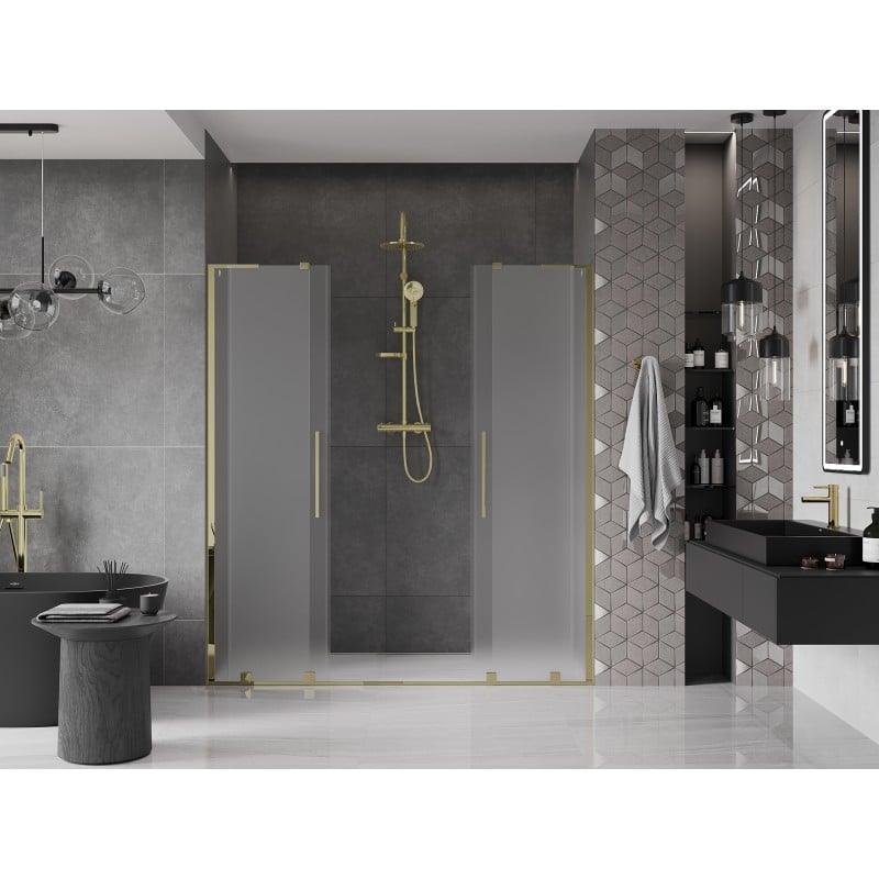 Mexen Velar L Duo Schiebetür-Duschwand 180 cm, satiniert, gold - 871-180-003-32-50