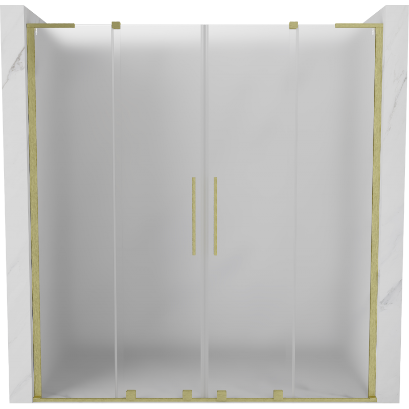Mexen Velar L Duo Schiebetür-Duschwand 200 cm, Mattglas, gebürstetes Gold - 871-200-003-32-55