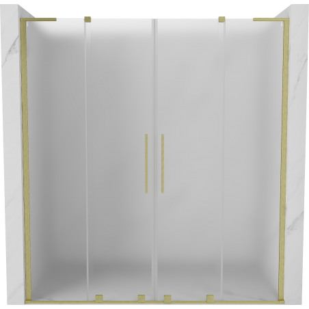 Mexen Velar L Duo Schiebetür-Duschwand 200 cm, Mattglas, gebürstetes Gold - 871-200-003-32-55