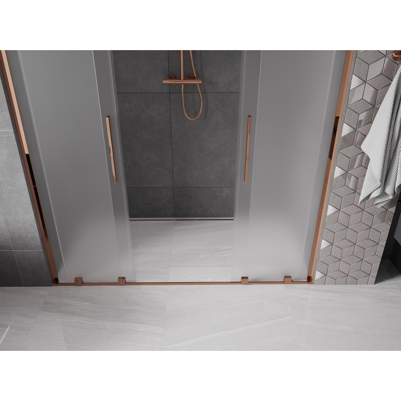 Mexen Velar L Duo Schiebetür Dusche 180 cm, mattiert, Roségold - 871-180-003-32-60