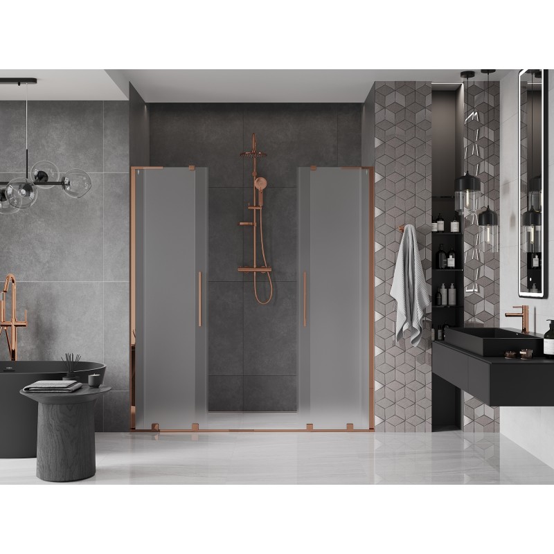 Mexen Velar L Duo Schiebetür Dusche 180 cm, mattiert, Roségold - 871-180-003-32-60