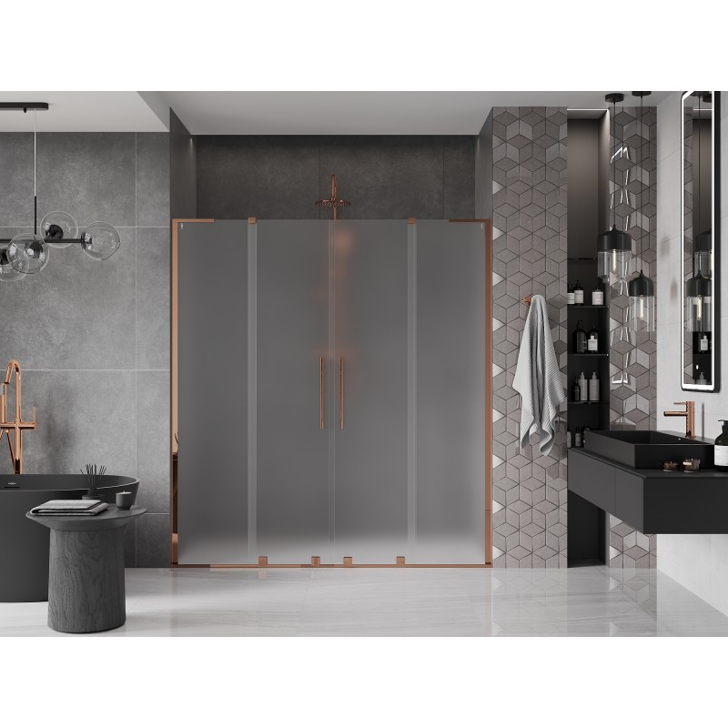 Mexen Velar L Duo Schiebeduschtür 200 cm, satiniert, Roségold - 871-200-003-32-60