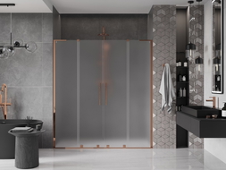 Mexen Velar L Duo Schiebeduschtür 200 cm, satiniert, Roségold - 871-200-003-32-60