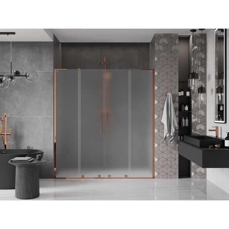 Mexen Velar L Duo Schiebetür Dusche 180 cm, mattiert, Roségold - 871-180-003-32-60