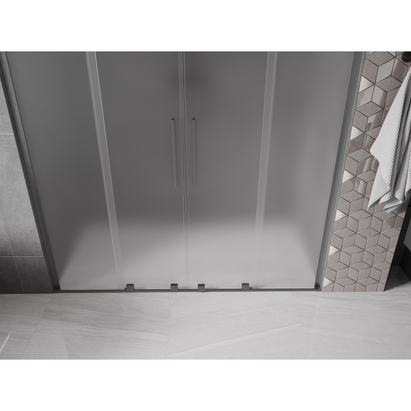Mexen Velar L Duo Duschschiebetüren 170 cm, matt, gebürstetes Gun Gray - 871-170-003-32-66