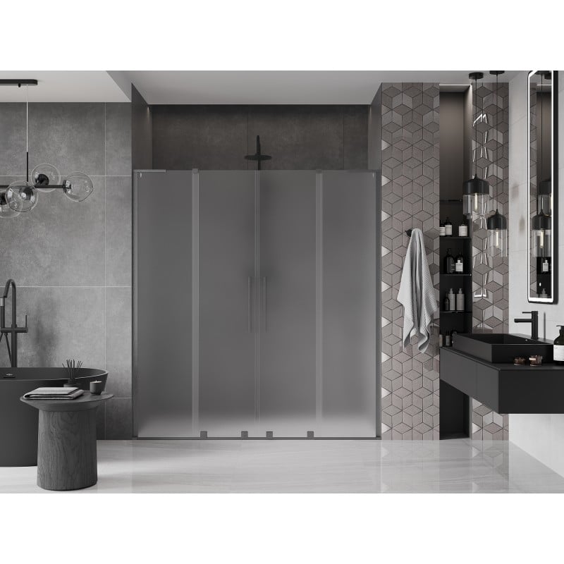 Mexen Velar L Duo Duschschiebetür 180 cm, matt, gun gray gebürstet - 871-180-003-32-66