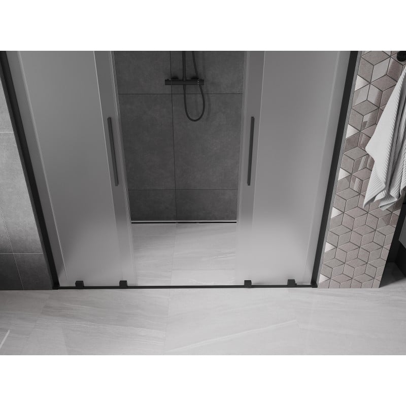 Mexen Velar L Duo Duschschiebetür 200 cm, satiniert, schwarz - 871-200-003-32-70