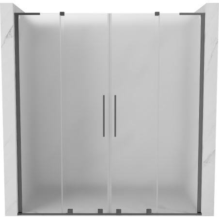 Mexen Velar L Duo Schiebetüren für die Dusche 170 cm, Mattglas, Gun Metal - 871-170-003-32-95