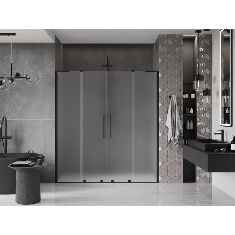 Mexen Velar L Duo Duschschiebetür 200 cm, satiniert, schwarz - 871-200-003-32-70