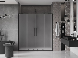 Mexen Velar L Duo Schiebetüren 180 cm, Frost, Schwarz - 871-180-003-32-70