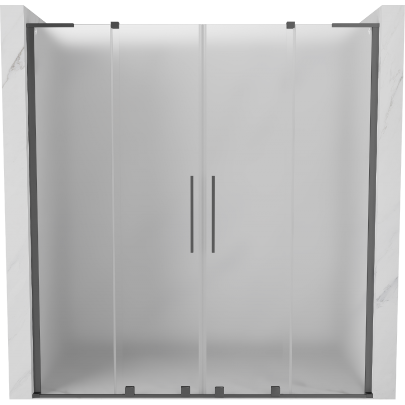 Mexen Velar L Duo Schiebetüren 200 cm, Milchglas, Gun Metal - 871-200-003-32-95