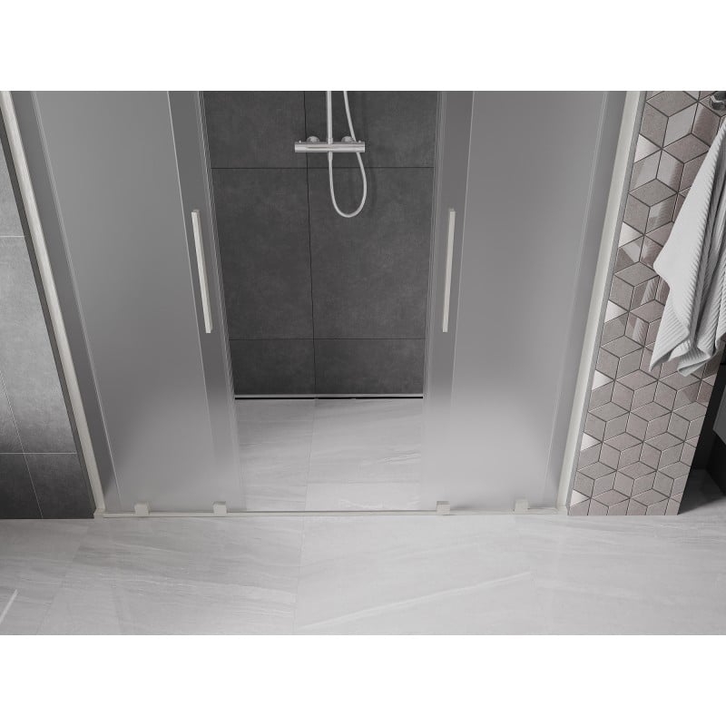 Mexen Velar L Duo Schiebetüren 200 cm, Milchglas, gebürsteter Nickel - 871-200-003-32-97