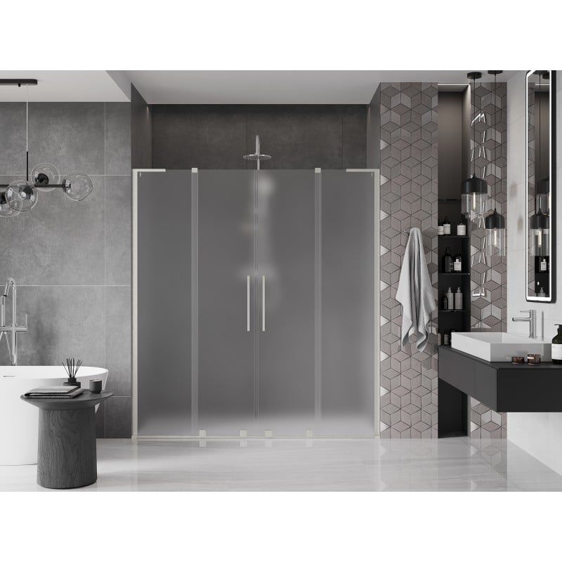 Mexen Velar L Duo Schiebetüren 180 cm, Mattglas, Gebürsteter Nickel - 871-180-003-32-97