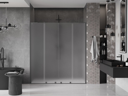 Mexen Velar L Duo Schiebetüren 200 cm, Milchglas, Gun Metal - 871-200-003-32-95