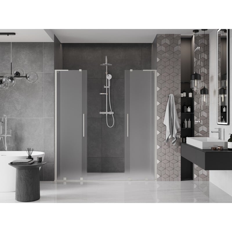 Mexen Velar L Duo Schiebetüren 200 cm, Milchglas, gebürsteter Nickel - 871-200-003-32-97