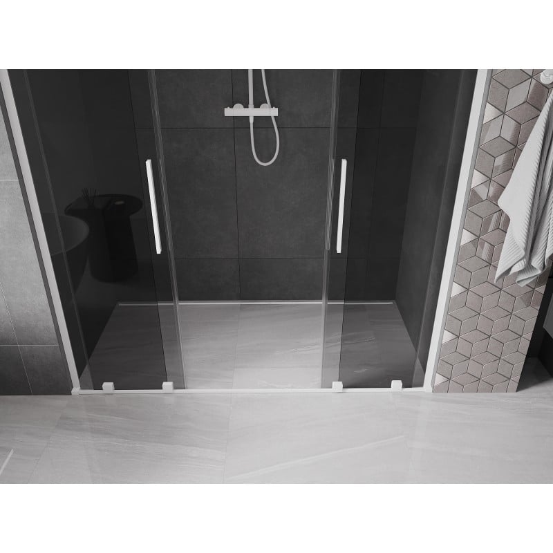 Mexen Velar L Duo 180 cm Schiebetüren für die Dusche, grafit, weiß - 871-180-003-42-20