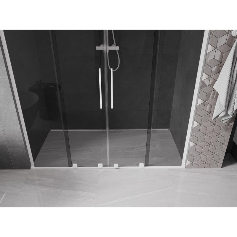 Mexen Velar L Duo 180 cm Schiebetüren für die Dusche, grafit, weiß - 871-180-003-42-20