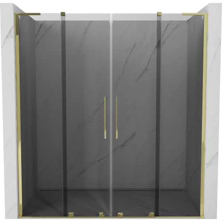 Mexen Velar L Duo Schiebetüren Dusche 200 cm, Graphit, Gold - 871-200-003-42-50