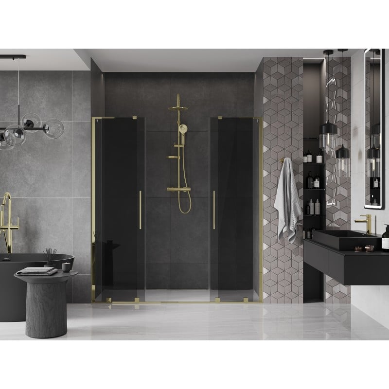 Mexen Velar L Duo Schiebetür 180 cm, Graphit, Gold - 871-180-003-42-50