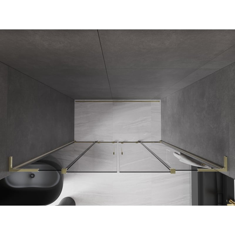 Mexen Velar L Duo Schiebetüren Dusche 200 cm, Graphit, Gold - 871-200-003-42-50