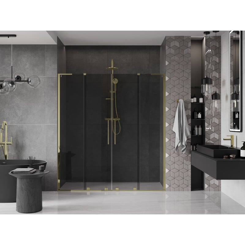Mexen Velar L Duo Schiebetür 180 cm, Graphit, Gold - 871-180-003-42-50