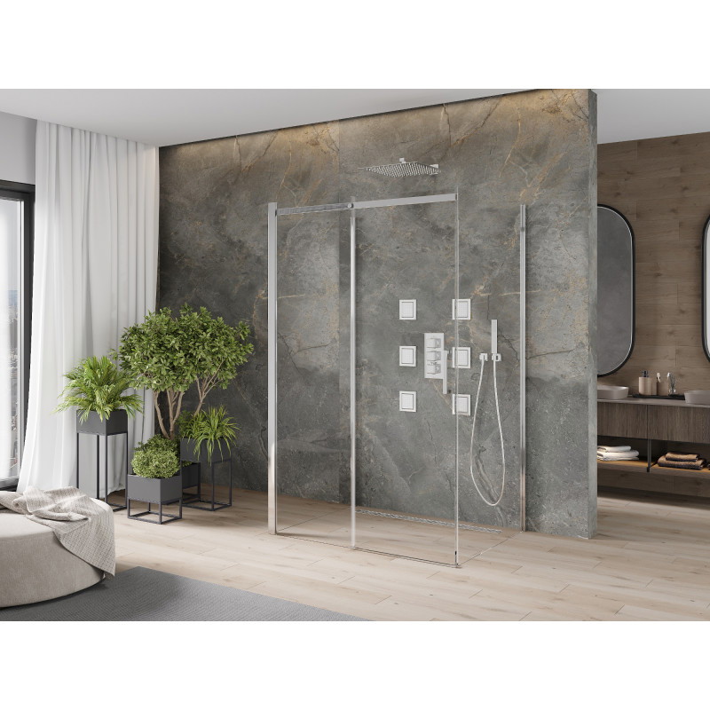 Mexen Omega-3S 3-seitige, verschiebbare Duschkabine 110 x 90 cm, transparent, Chrom - 825-110-090-01-00-3S